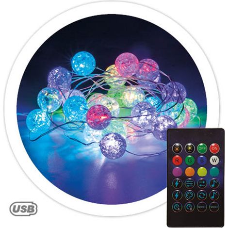 3M LED-Kugelgirlande mit USB + Fernbedienung 24 RGB-Funktionen IP44