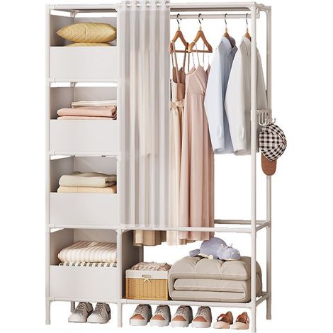 Kit dressing--Armoires penderie étagère tissu non-tissé Blanc hauteur 170 cm entrée chambre (1/2)