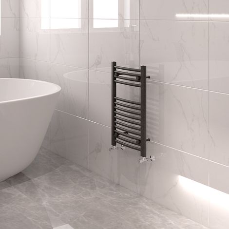 Bathroom Mordern Heated Towel Rail Radiator Central Heating Ladder Warmer 700x400mm Anthracite Curved