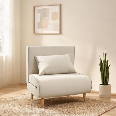 Fauteuil relax coloris cream blanc en bois 94 x 78 x 80 cm (1/5)