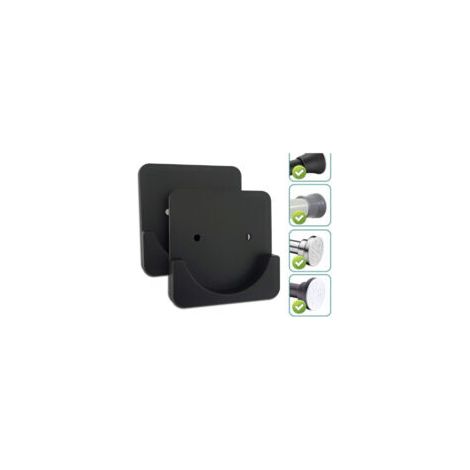 Soporte para barra de cortina de ducha negro (paquete de 2), fijación adhesiva, no requiere taladrar, soporte de pared para barra de cortina de ducha, incluye tornillos, apto para baños y dormitorios 
