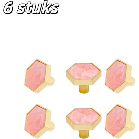Lot de 6 poignées de porte/meuble hexagonales à un trou, en alliage de zinc, pour tiroirs et meubles. (1/5)