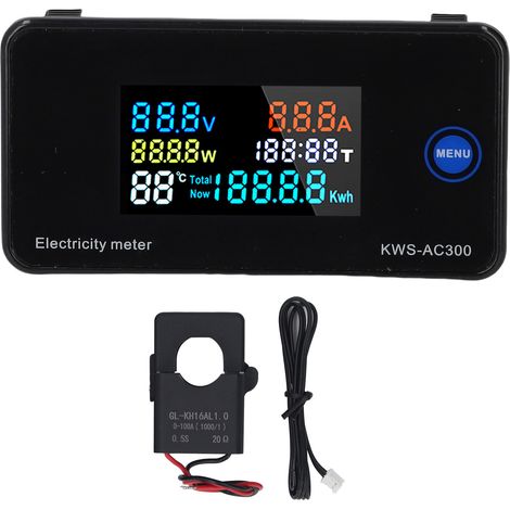 Multimetro CA con trasformatore aperto AC50-300V 0-100A 0-30KW 0.01-19999Kwh, misuratore di tensione, corrente ed energia. (1/5)