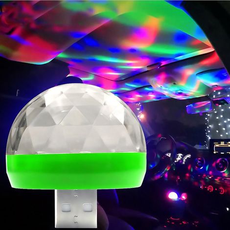 Mini boule lumineuse portable USB en cristal avec effets de couleur LED, éclairage de scène à activation vocale, décoration pour fêtes à domicile. (1/5)