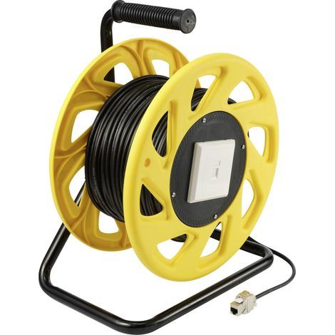 Renkforce RJ45 réseau informatique Enrouleur de câble CAT 6a S/FTP 60 m noir gaine PUR X252832 (1/4)
