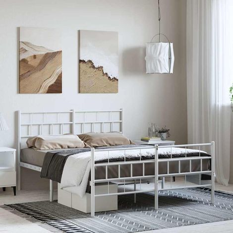 Cadre de lit métal sans matelas-Structure de lit et pied de lit blanc 150x200 cm 863628 (1/5)