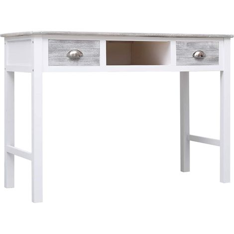 Bureau d'ordinateur - Bureau informatique Gris 110x45x76 cm Bois q194 (1/5)