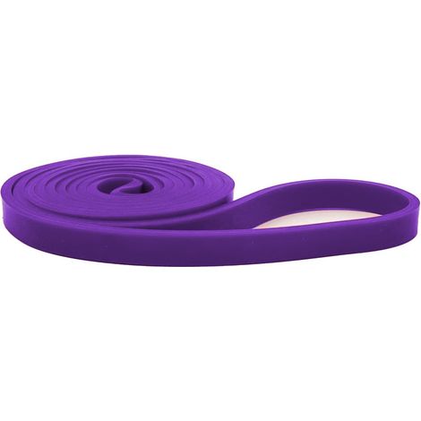 Bande élastique d'assistance pour tractions, idéale pour les tractions, les exercices de résistance et les étirements. En latex violet. (1/4)