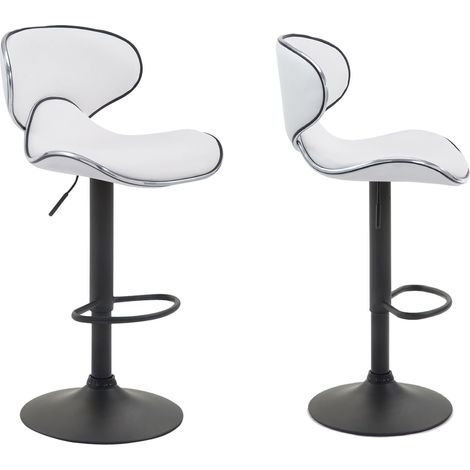 Set di 2 sgabelli da bar dal design contemporaneo gambe in metallo nero seduta sintetica bianca 100000346