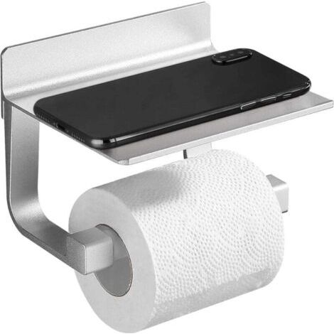 Porte Papier Toilette Derouleur Fort Porte-Papier Toilette, Auto-adhésif, Métal Argent (1/4)