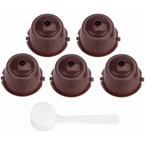Capsules 5 Pièces de qualité Alimentaire PP 304 en Acier Inoxydable Réutilisable Filtre à Capsules de café Rechargeable (Brun) (1/3)