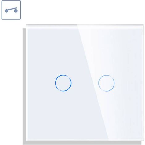 Interruptor táctil doble KOOB frontal cristal blanco (1/4)