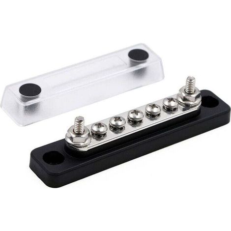 100A busbar with 2 studs, 5 screws and cover, 12V 24V 48V DC