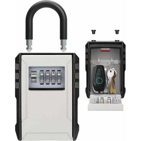 Secure Outdoor Waterproof Key Box with Hook, Large Key Box for Keys, Cards, Home, Schools, Offices, Garages, Grey (1/4)