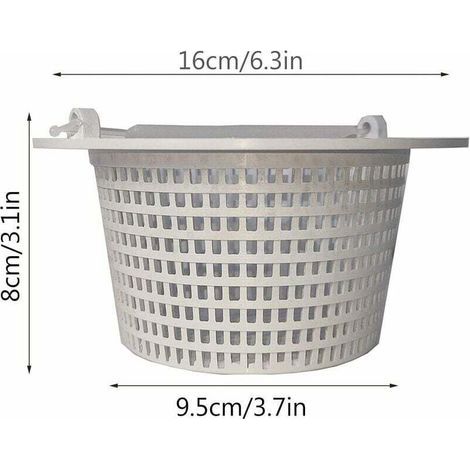 Panier Skimmer 16 Cm - Panier De Rechange Pour Skimmer. Panier Skimmer Piscine. Pré-filtre Piscine. Avec Poignée. Accessoires Piscine Remplacement Skimmer (1/4)