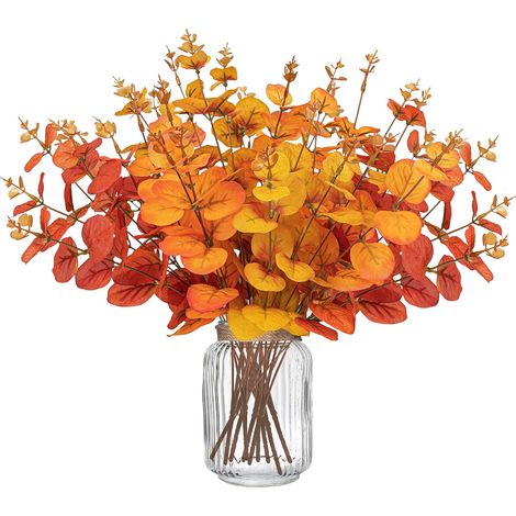 Ensemble de 10 fleurs artificielles décoratives automnales chaleureuses - Plantes artificielles réalistes pour la maison, Thanksgiving, l'automne, utilisation extérieure/intérieure (1/5)