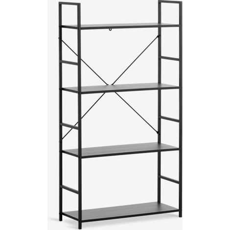 ORION91oficial® - Estantería Librería  4 estantes  MDF y Acero  Color Negro   Despacho  Librería  Dormitorio  Despensa  Oficina  112x59x24 cm - spaziOrion91 - Unidad (1/5)