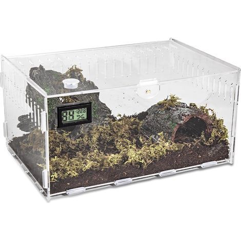 Acryl-Terrarium, mit Deckelöffnung, Belüftung und Feuchtigkeitssensor, für Schnecken und Reptilien (1/5)