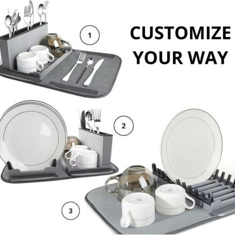 Égouttoir À Vaisselle - Organisateur 4 En 1 Pour Cuisine - Gris - 1 Pièce (1/4)