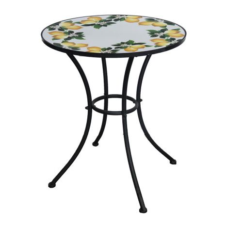 Tavolo da Esterno in Metallo Design Decorativo LEMON Ø60x75 cm