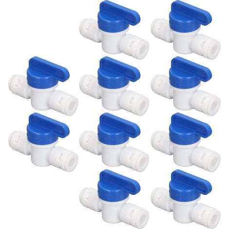 Lot de 10 mini vannes à bille en ligne avec interrupteur d'arrêt rapide pour tube d'eau, accessoire de raccordement rapide pour purificateur d'eau 1/4 pouce (1/5)