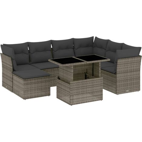 Maison Exclusive - 8-tlg. Garten-Sofagarnitur mit Kissen Grau Pol (1/5)