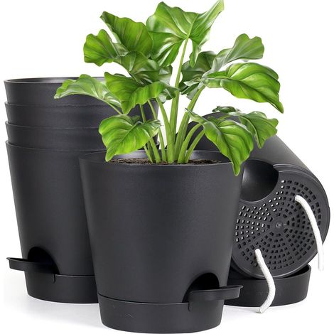 Blumentopf selbstbewässernd 15.2cm Übertopf &x3A6 15.2cm Schwarz (1/5)
