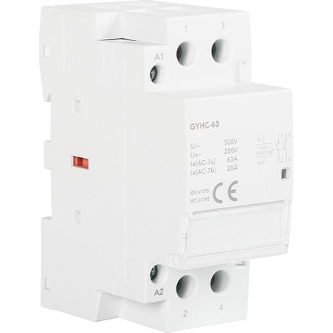 Modular Contactor AC/DC Circuit Contactor 2P 63A 1NO+1NC-AC230V 50Hz, 35mm DIN Rail Mount (1/5)
