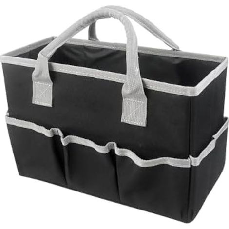 Sac de rangement pour outils en tissu Oxford 600D, robuste et résistant, idéal pour la maison, l'école et le bureau (noir). (1/5)
