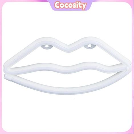 Lampe murale néon LED - COCOSITY - En forme de lèvre - Rose - Éclairage ambiant non éblouissant - À fixer (1/5)