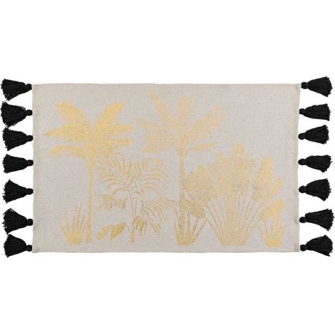Tapis Déco à Pompons "Karaba" 60x90cm Naturel (1/3)