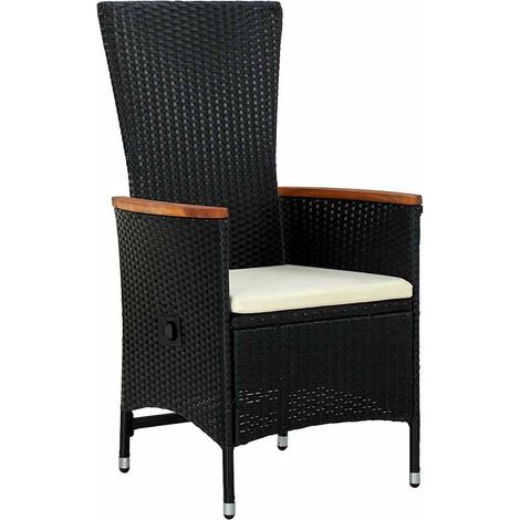 Lot de 2 Chaises de jardin - Chaises d'extérieur avec coussins Résine tressée Noir (1/5)