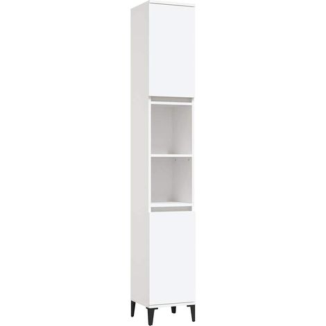 Armadietto da Bagno  Mobile da Bagno Bianco 30x30x190 cm in Legno Multistrato (1/5)