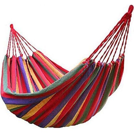 Portable Parachute Canvas Hammock Breathable Cotton Garden Hammock Portable Travel Camping for Double Max Load 300 kg Multicoloured (2 Person, Red) (1/4)