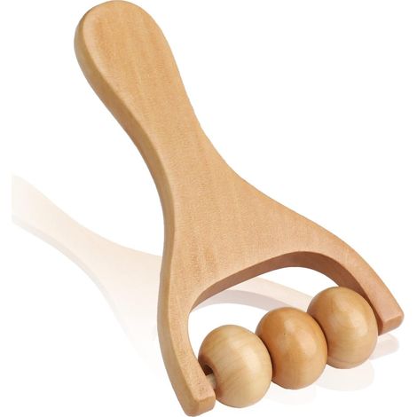 1 rouleau massant en bois pour les mains, auto-massage des cuisses et de la taille, appareil de relaxation musculaire (1/5)