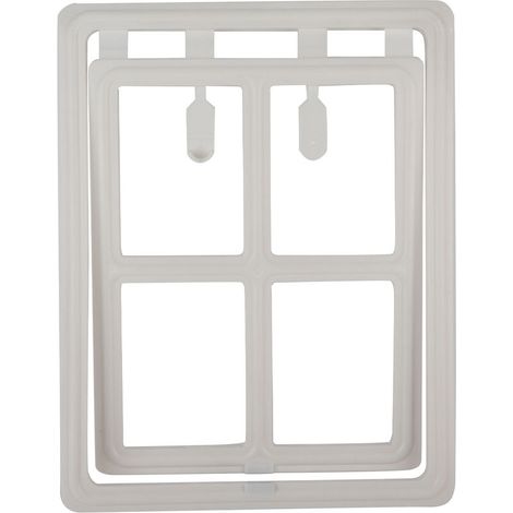 Jeffergarden Porte en plastique pour chien, chiot, chat, verrouillage magnétique, rabat de sécurité pour porte de fenêtre à moustiquaire (blanc XL)-DOU