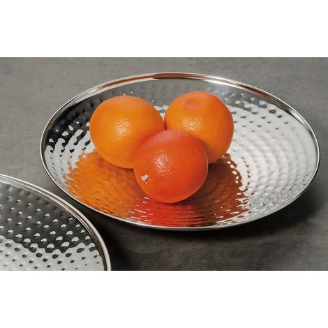 Centrotavola vassoio piatto in acciaio tondo 29.5 x 4 cm