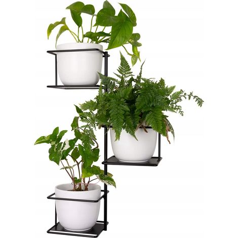 Jardinière murale jungle pour 3 pots, support à plantes en métal, mur végétal, suspension pour fleurs (1/5)