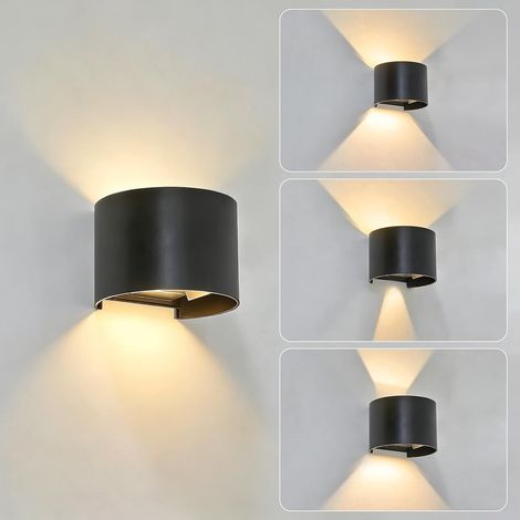 Lot de 2 appliques murales extérieures LED en aluminium, luminaire à éclairage haut et bas pour façade, lampe murale d'extérieur robuste pour terrasse, entrée et décoration extérieure de maison (1/5)