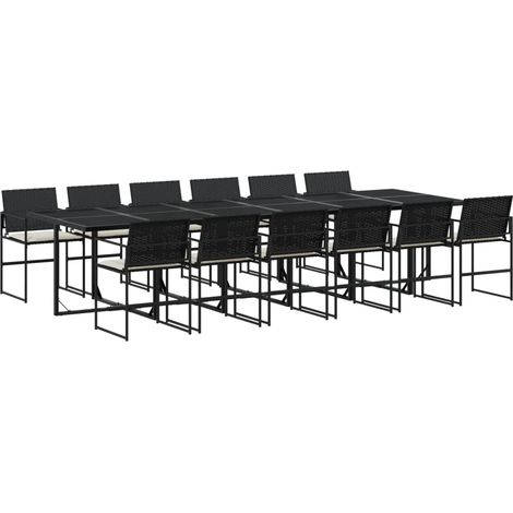 Maison Exclusive - 13-tlg. Garten-Essgruppe mit Kissen Schwarz Po