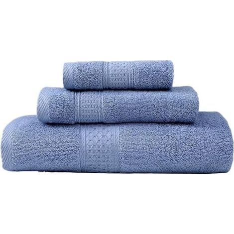 Hochwertige türkische Baumwollhandtücher, weich und saugfähig, 3-teilig, blau, langstapelig, Geschenkset.