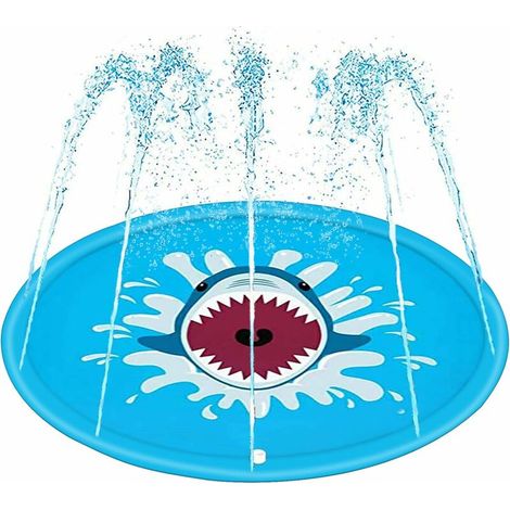 Green Mobility-Tapis Enfant de Jet d'eau 170C PVC D'éclaboussure d'eau Piscine de Jeux Natte et avec Jet Fontaine pour Enfant(Bleu + Requin) (1/3)