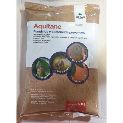 Sipcam Fungicida cobre Aquitane 500 Gr Sulfato cuprocálcico 20 % (Uso jardinería exterior doméstica)