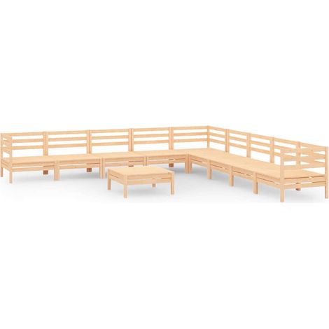 Maison Exclusive - 10-tlg. Garten-Lounge-Set Massivholz Kiefer (1/5)