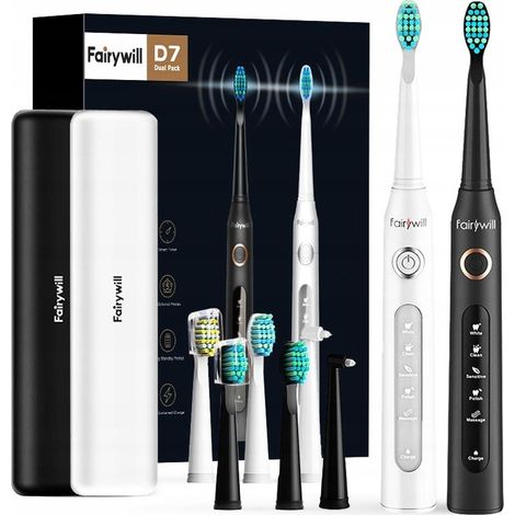 2x Schallzahnbürste für Paare + Etui + 8 Bürstenköpfe
