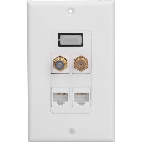 Panneau mural HDMI américain avec prise TV F, RCA vidéo, RJ45 Ethernet et rangement câble (HDMI+F+RCA+28P8C) (1/5)