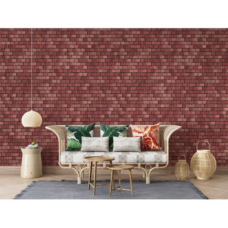 Chambre papier peint brique rouge - 400 x 260 cm (1/2)