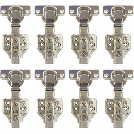 105 Degré Demi Recouvrement Charnières 35mm avec Amortissement pour Porte de Placard Cuisine Charniere pour Meuble Armoires en Semi-applique Lot de 8Argent (1/5)