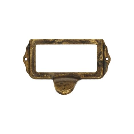 Ouvre&Déco – Porte-étiquette de meuble laiton patiné 73mm – Modèle ART DECO – Fixations pour tiroir – Élégance vintage pour intérieur