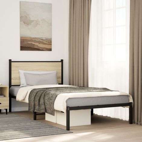 Metallbett ohne Matratze Sonoma-Eiche 100x200 cm (1/5)